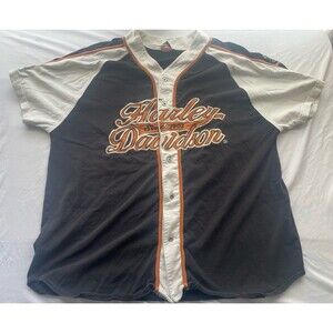 Harley Davidson Baseball Jersey Mens Large Since 1903 Button Up Shirt Black